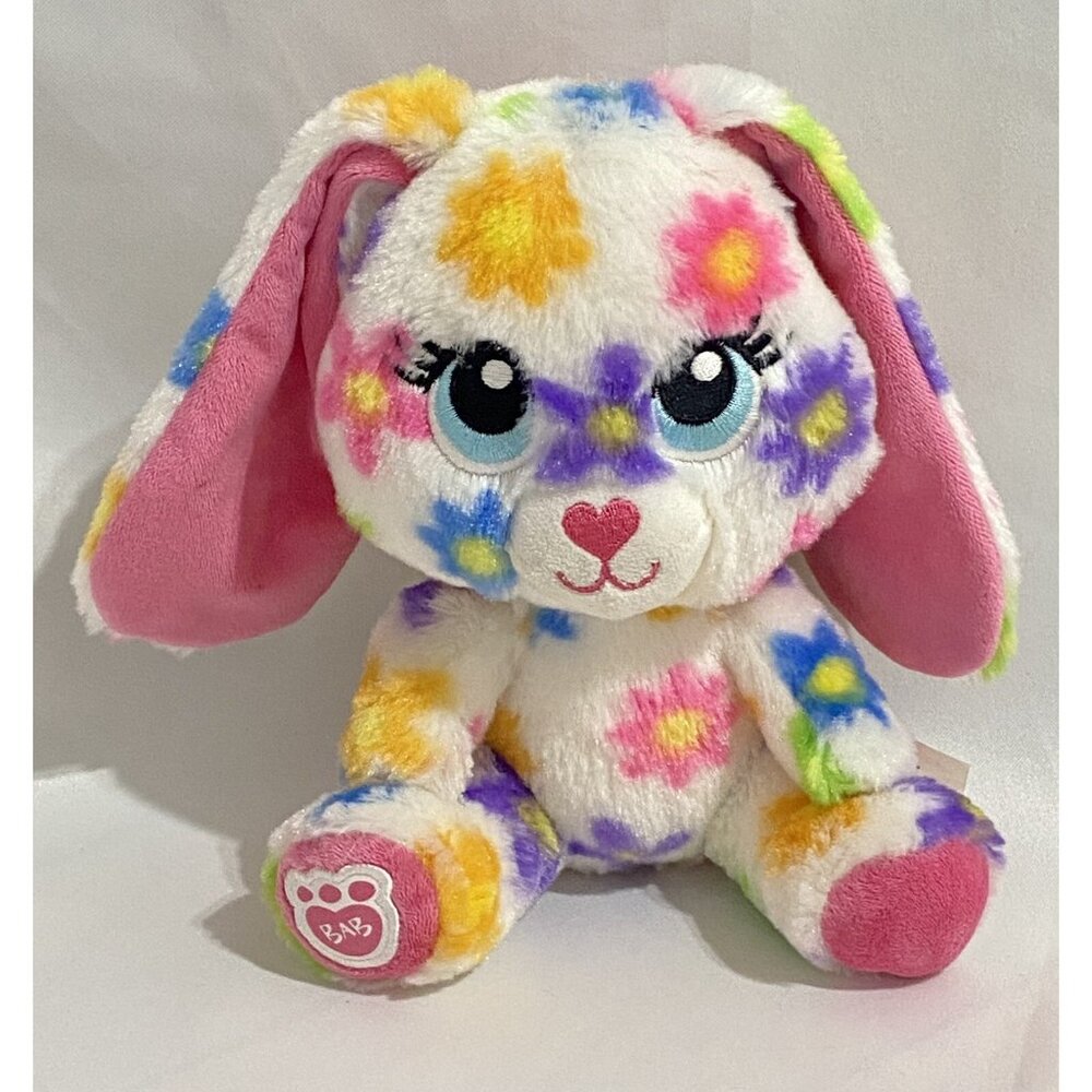 Build A Bear Smallfry 7” Flower Blossom Bunny Rabbit White Floral